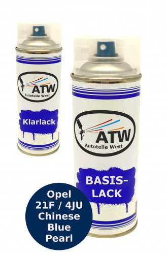 Autolack für Opel 21F / 4JU Chinese Blue Pearl+400ml Klarlack Set